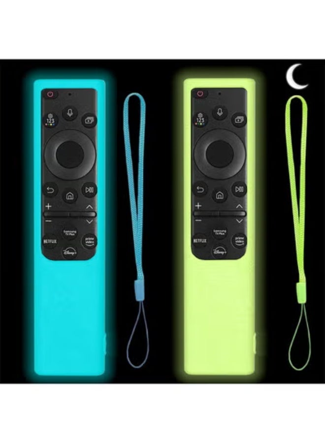 fantasize 2 Pack Remote Cover for Samsung Smart TV, Silicone Protective Case for Samsung Solar Cell Remote 2021 2022 BN59-01357 BN59-01385 BN59-01265A Anti-Slip Remote Case Glow in Dark (Glow Green +Glow Blue) - Image 1